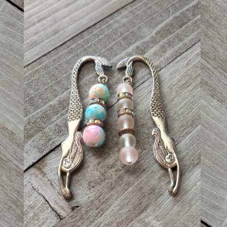 Duo Pink Mermaids Metal Bookmarks (Silver)