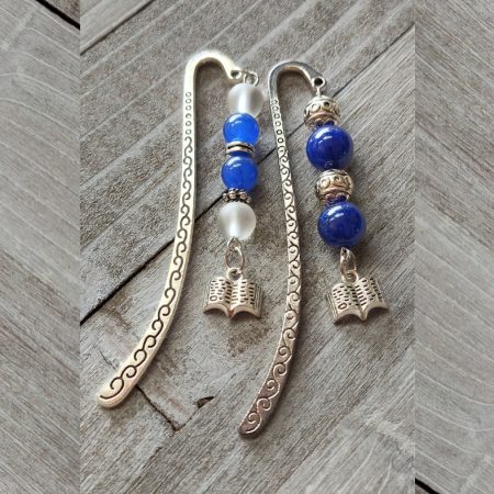 Duo Blue and White Metal Bookmarks (Silver)